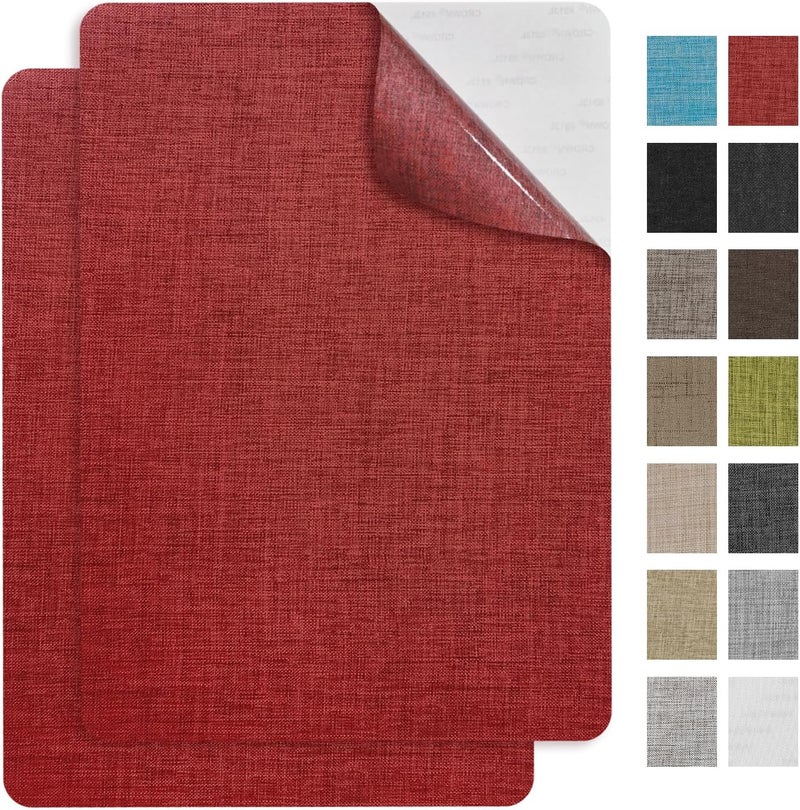 EMORBALS 2Pcs 8 * 11Inch Couch Patches Repair Fabric, Self-Adhesive Couch Repair Patch with Strong Glue, Repair Patch for Sofa, Tote Bags, Car Seats, Furniture,Etc(Red) - Image 1